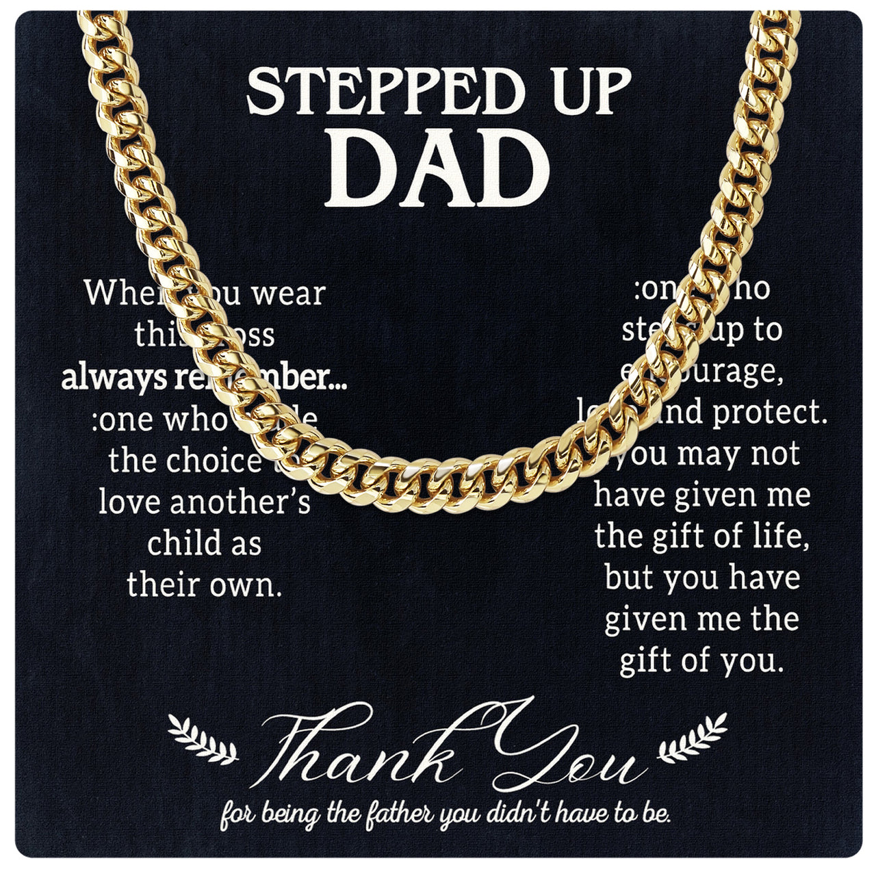 Cuban Necklace Gifts For Bonus Dad With Personalized Message Card Necklace