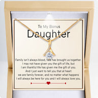 To My Bonus Daughter Necklace  With Heartfelt Message - Unique Jewelry For Bonus Daughter - We Are Family