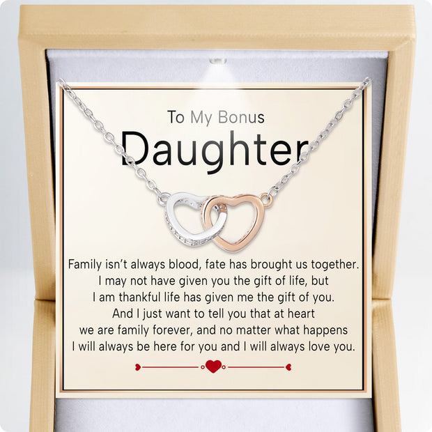 To My Bonus Daughter Necklace  With Heartfelt Message - Unique Jewelry For Bonus Daughter - We Are Family