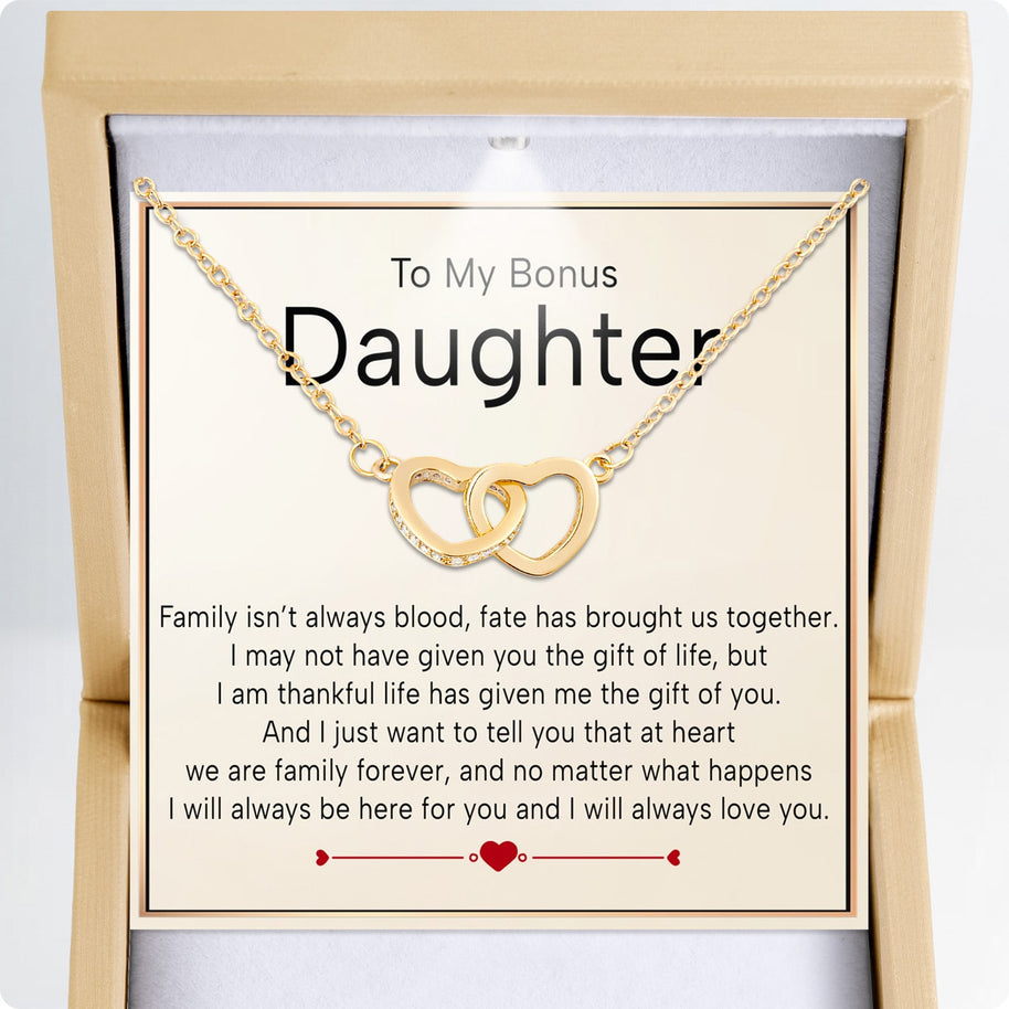 To My Bonus Daughter Necklace  With Heartfelt Message - Unique Jewelry For Bonus Daughter - We Are Family