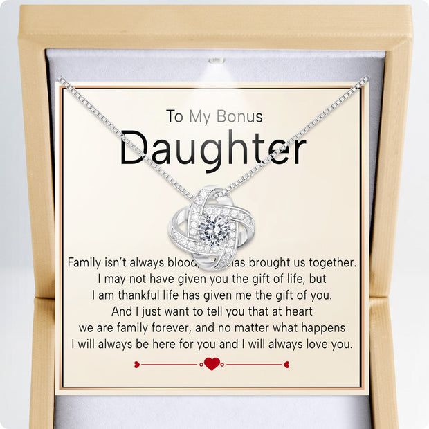 To My Bonus Daughter Necklace  With Heartfelt Message - Unique Jewelry For Bonus Daughter - We Are Family