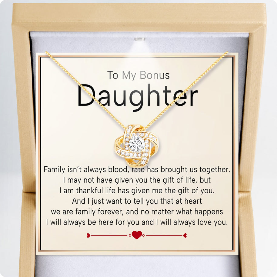 To My Bonus Daughter Necklace  With Heartfelt Message - Unique Jewelry For Bonus Daughter - We Are Family