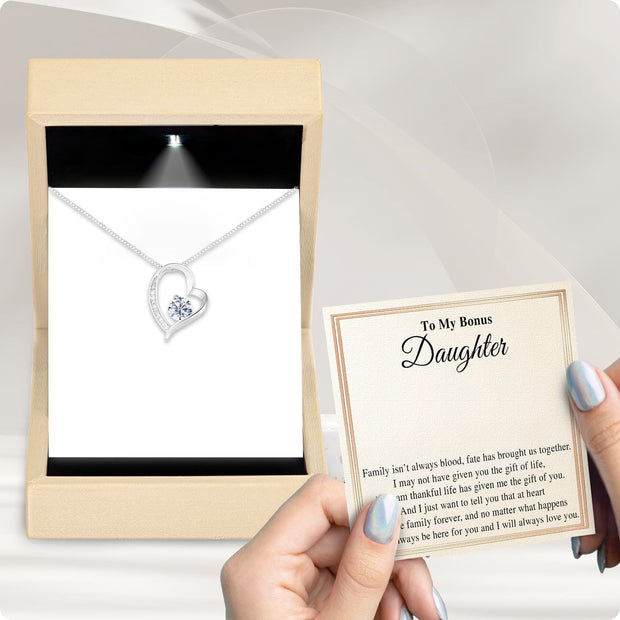 To My Bonus Daughter Necklace With Message Card - Family Isn't Always Blood
