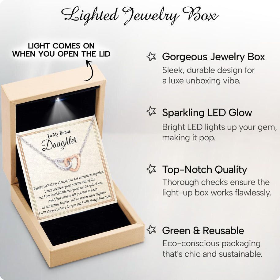 To My Bonus Daughter Necklace With Message Card - Family Isn't Always Blood