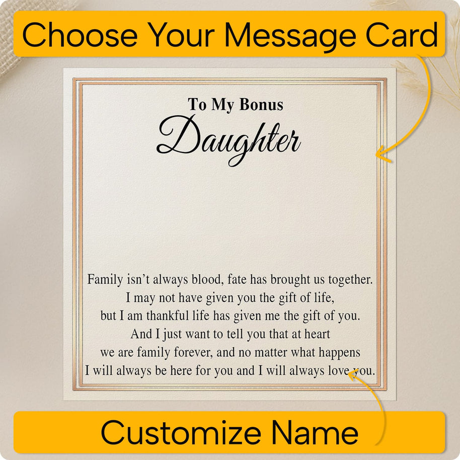 To My Bonus Daughter Necklace With Message Card - Family Isn't Always Blood