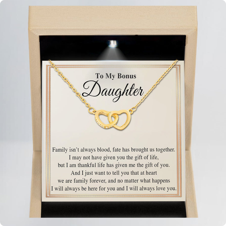 To My Bonus Daughter Necklace With Message Card - Family Isn't Always Blood