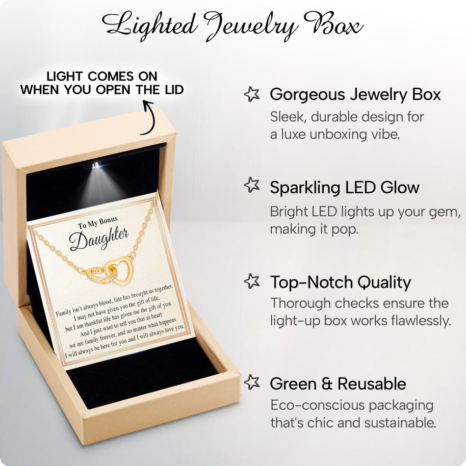 To My Bonus Daughter Necklace With Message Card - Family Isn't Always Blood
