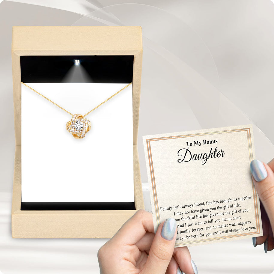 To My Bonus Daughter Necklace With Message Card - Family Isn't Always Blood