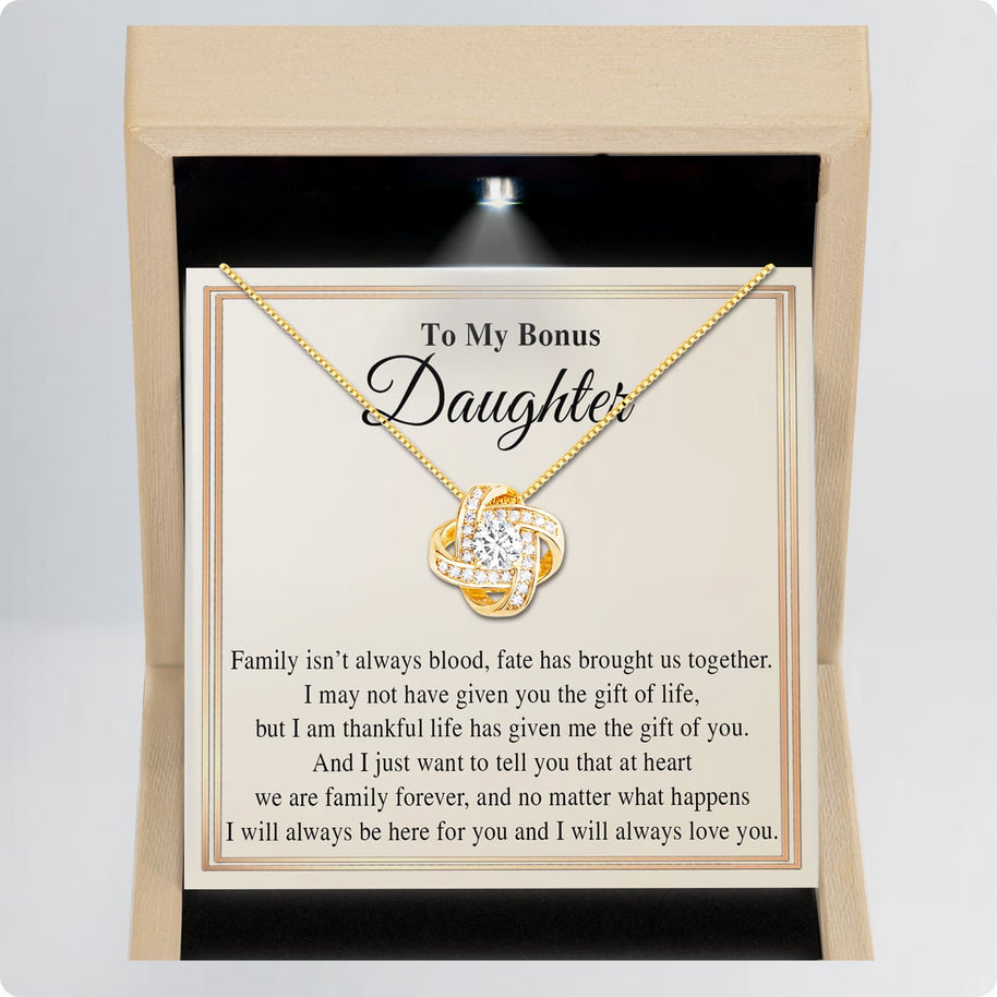 To My Bonus Daughter Necklace With Message Card - Family Isn't Always Blood