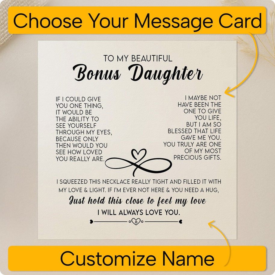 To My Bonus Daughter Necklace With Message Card - Just Hold This Close