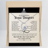 To My Bonus Daughter Necklace With Message Card - Just Hold This Close