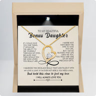 To My Bonus Daughter Necklace With Message Card - Just Hold This Close