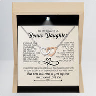 To My Bonus Daughter Necklace With Message Card - Just Hold This Close