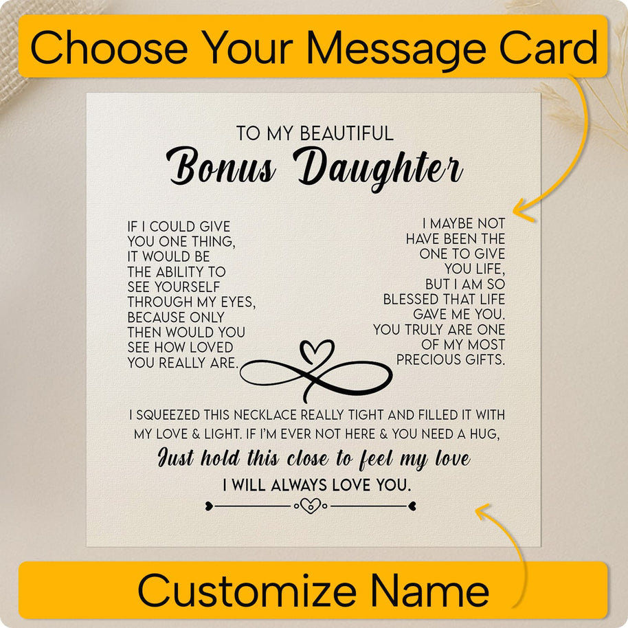 To My Bonus Daughter Necklace With Message Card - Just Hold This Close