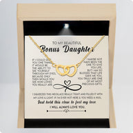 To My Bonus Daughter Necklace With Message Card - Just Hold This Close