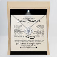 To My Bonus Daughter Necklace With Message Card - Just Hold This Close