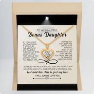 To My Bonus Daughter Necklace With Message Card - Just Hold This Close