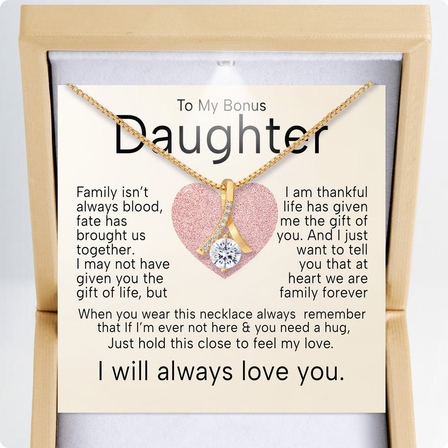 To My Bonus Daughter Necklace  With Heartfelt Message - Unique Jewelry For Bonus Daughter - Brought Us Together