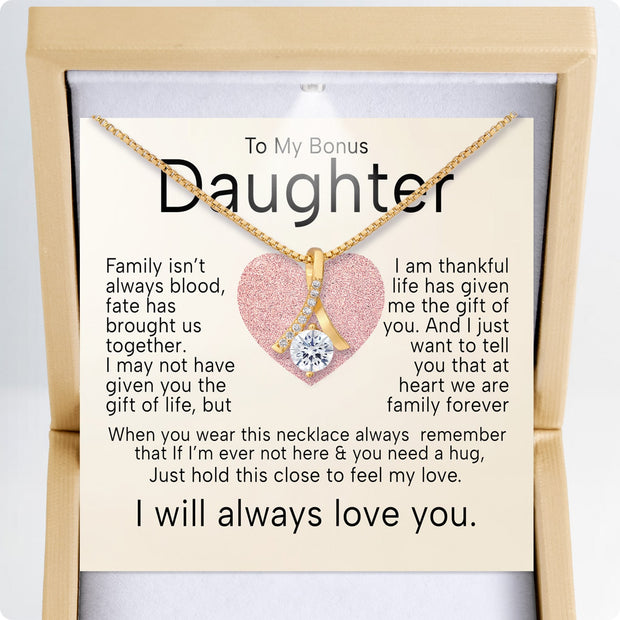 To My Bonus Daughter Necklace  With Heartfelt Message - Unique Jewelry For Bonus Daughter - Brought Us Together