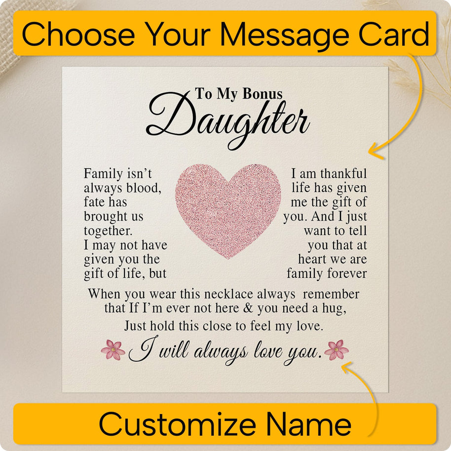 To My Bonus Daughter Necklace With Message Card - You Are One of My Most Precious Gifts
