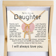 To My Bonus Daughter Cross Necklace  With Heartfelt Message - Unique Jewelry For Bonus Daughter - Brought Us Together