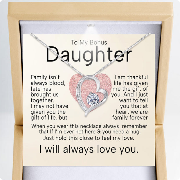To My Bonus Daughter Necklace  With Heartfelt Message - Unique Jewelry For Bonus Daughter - Brought Us Together