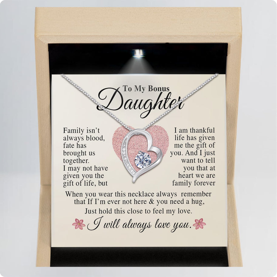 To My Bonus Daughter Necklace With Message Card - You Are One of My Most Precious Gifts