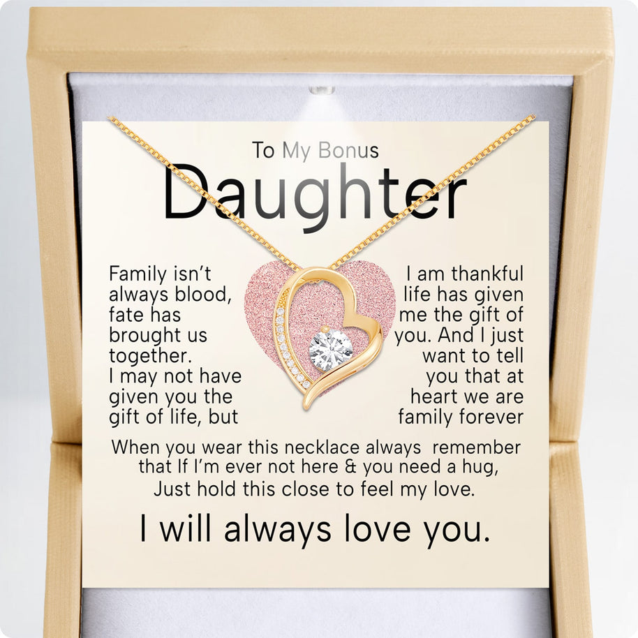 To My Bonus Daughter Necklace  With Heartfelt Message - Unique Jewelry For Bonus Daughter - Brought Us Together