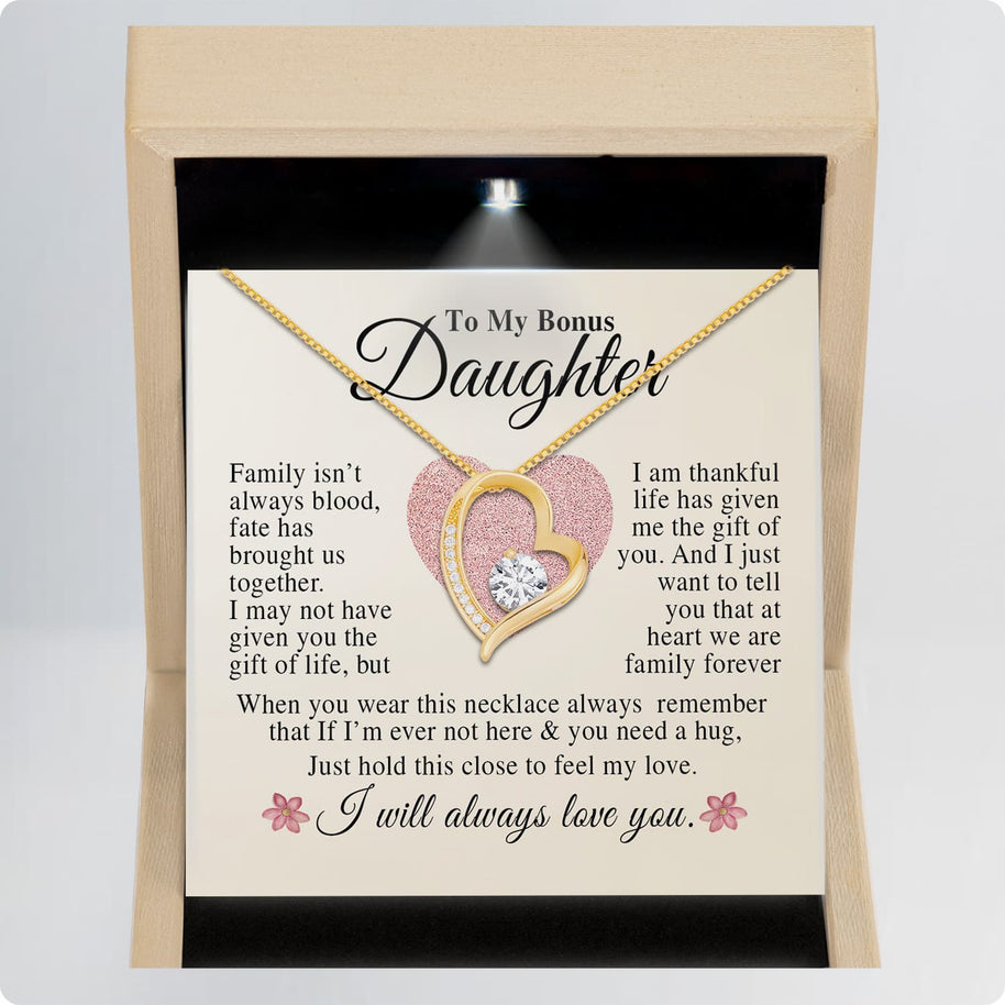 To My Bonus Daughter Necklace With Message Card - You Are One of My Most Precious Gifts