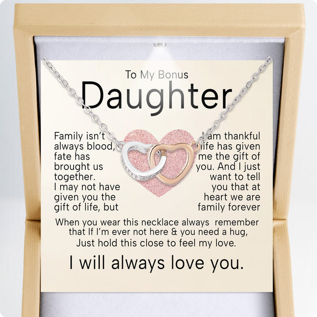 To My Bonus Daughter Necklace  With Heartfelt Message - Unique Jewelry For Bonus Daughter - Brought Us Together