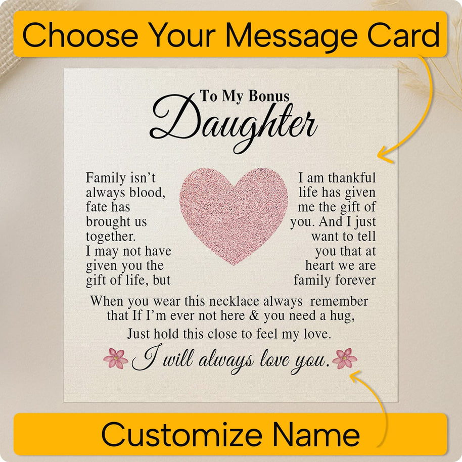 To My Bonus Daughter Necklace With Message Card - You Are One of My Most Precious Gifts
