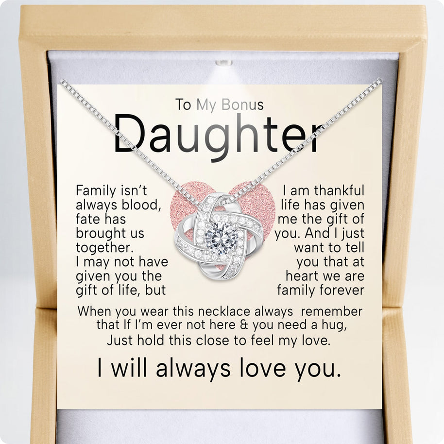 To My Bonus Daughter Necklace  With Heartfelt Message - Unique Jewelry For Bonus Daughter - Brought Us Together
