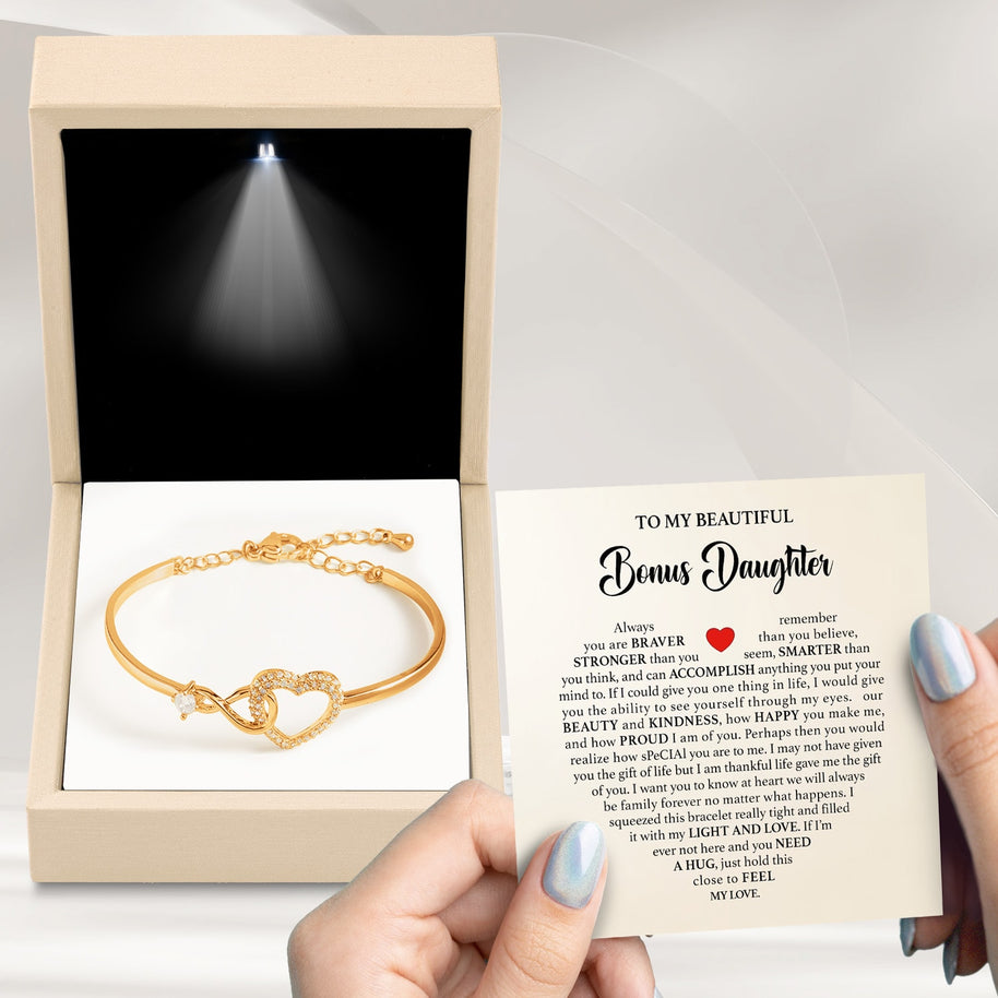 To My Bonus Daughter Bracelet From Mom With Message Card - Light And Love