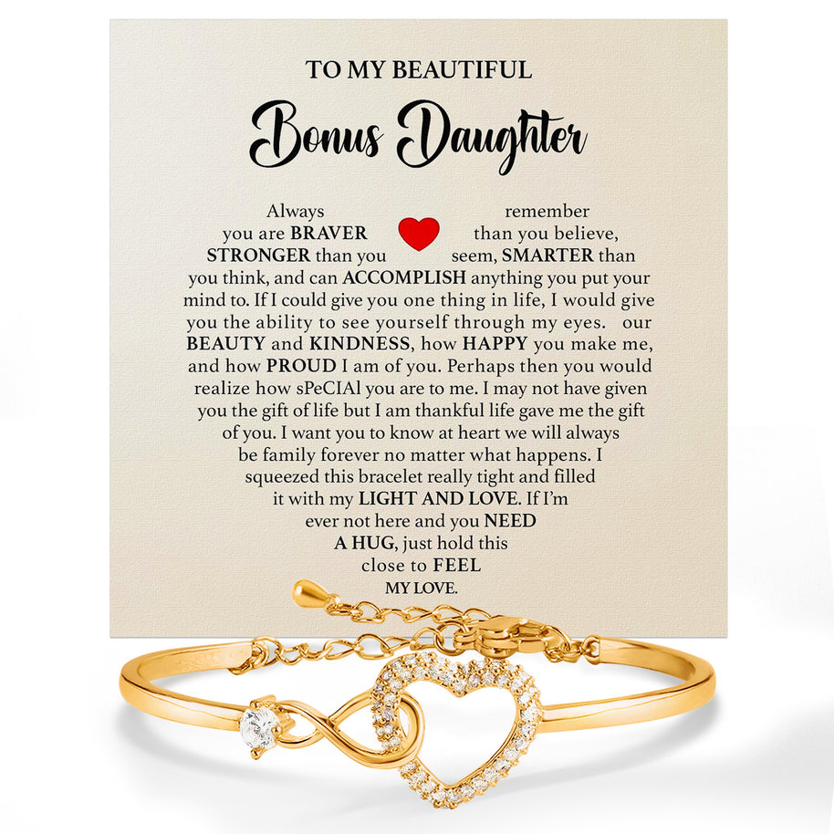 To My Bonus Daughter Bracelet From Mom With Message Card - Light And Love