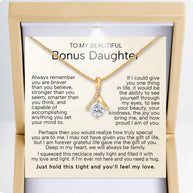 To My Bonus Daughter Necklace  With Heartfelt Message - Unique Jewelry For Bonus Daughter - Love and Light