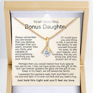 To My Bonus Daughter Necklace  With Heartfelt Message - Unique Jewelry For Bonus Daughter - Love and Light