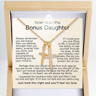 To My Bonus Daughter Cross Necklace  With Heartfelt Message - Unique Jewelry For Bonus Daughter - Love and Light