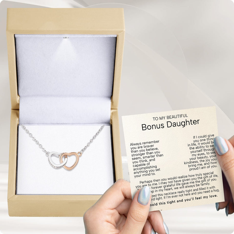 To My Bonus Daughter Necklace  With Heartfelt Message - Unique Jewelry For Bonus Daughter - Love and Light