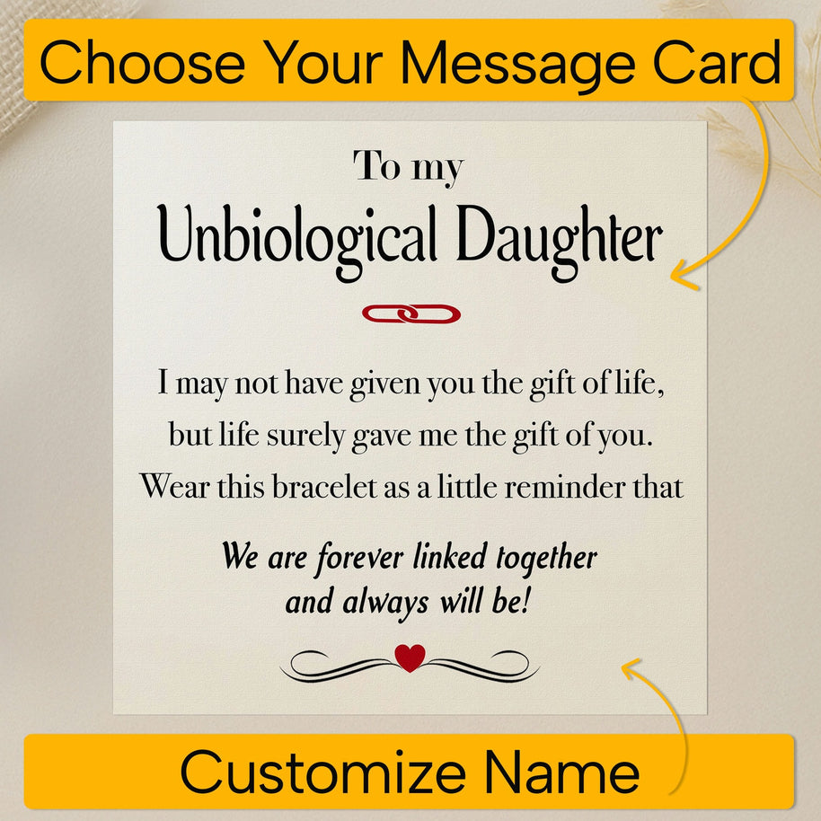 To My Bonus Daughter Bracelet From Mom With Message Card - Gift Of Life