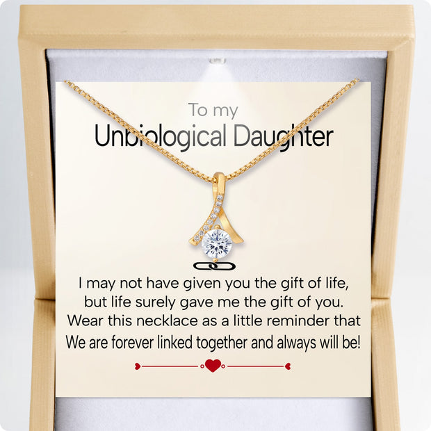 To My Bonus Daughter Necklace  With Heartfelt Message - Unique Jewelry For Bonus Daughter - Linked Together