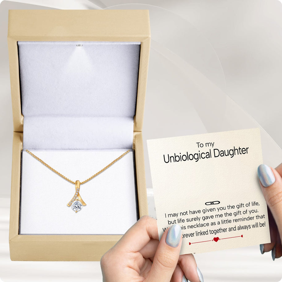 To My Bonus Daughter Necklace  With Heartfelt Message - Unique Jewelry For Bonus Daughter - Linked Together