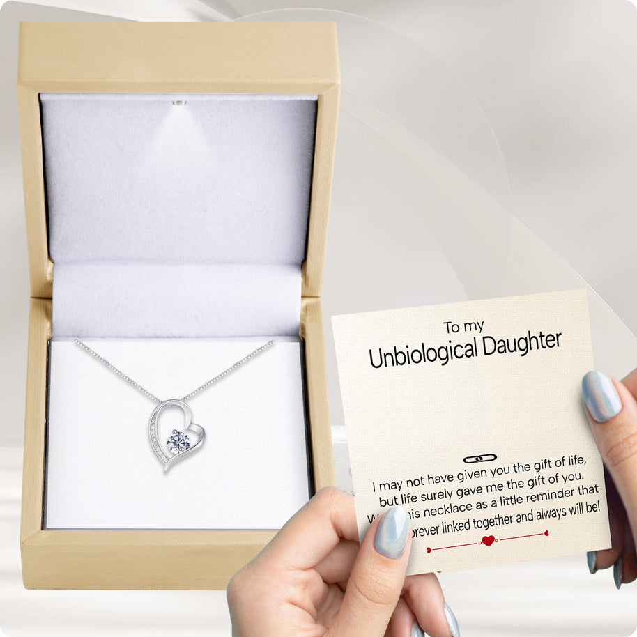 To My Bonus Daughter Necklace  With Heartfelt Message - Unique Jewelry For Bonus Daughter - Linked Together