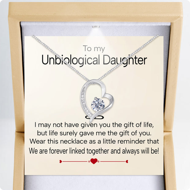 To My Bonus Daughter Necklace  With Heartfelt Message - Unique Jewelry For Bonus Daughter - Linked Together