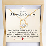 To My Bonus Daughter Necklace  With Heartfelt Message - Unique Jewelry For Bonus Daughter - Linked Together