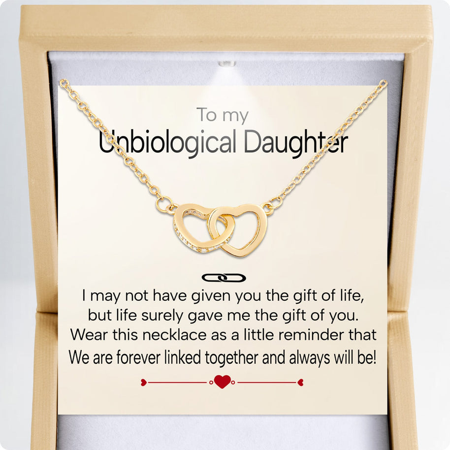 To My Bonus Daughter Necklace  With Heartfelt Message - Unique Jewelry For Bonus Daughter - Linked Together