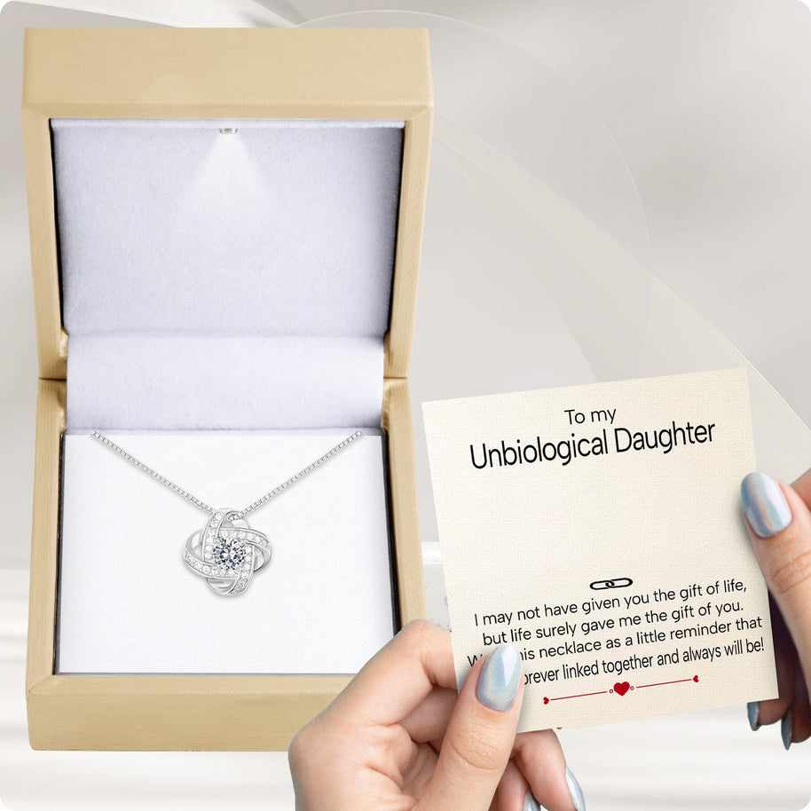 To My Bonus Daughter Necklace  With Heartfelt Message - Unique Jewelry For Bonus Daughter - Linked Together