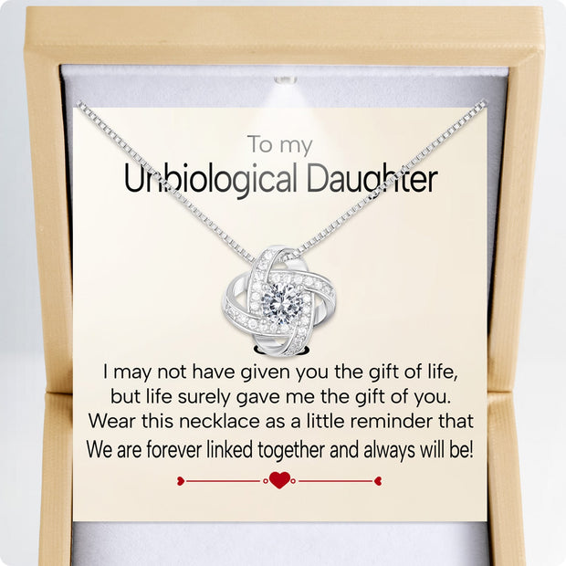 To My Bonus Daughter Necklace  With Heartfelt Message - Unique Jewelry For Bonus Daughter - Linked Together