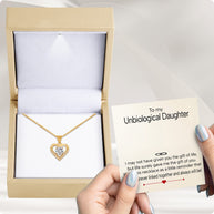 To My Bonus Daughter Heart Necklace  With Heartfelt Message - Unique Jewelry For Bonus Daughter - Linked Together