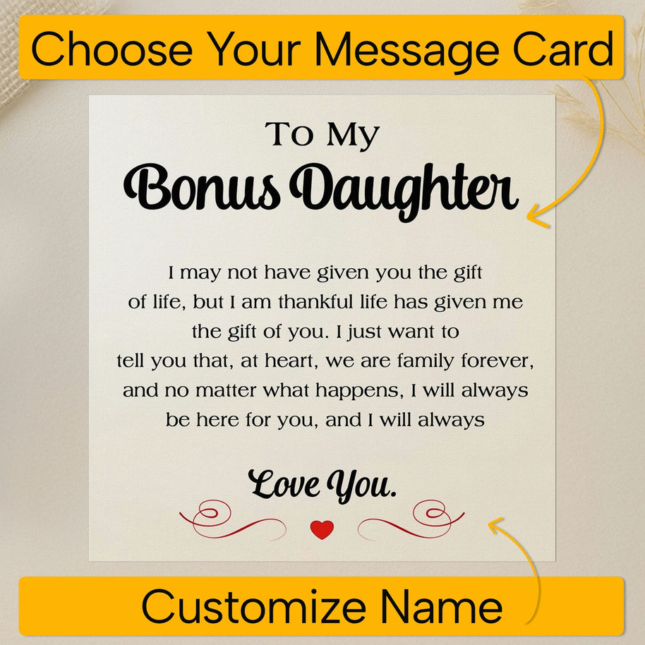 To My Bonus Daughter Bracelet With Message Card - Family Forever