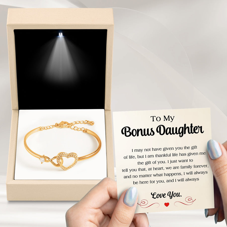 To My Bonus Daughter Bracelet With Message Card - Family Forever